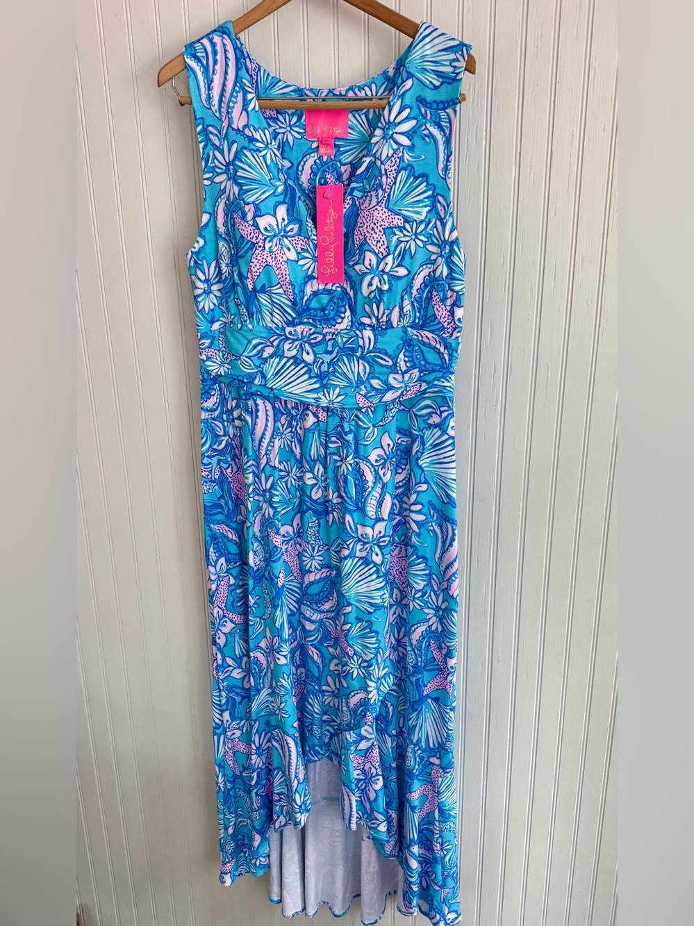 Lilly Pulitzer Moana Maxi Dress Size L - Turquoise & Pink Floral
